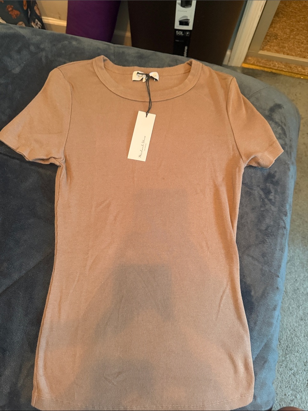 Michael stars rico Short Sleeve Ribbed Tee in mocha size xs new with tags